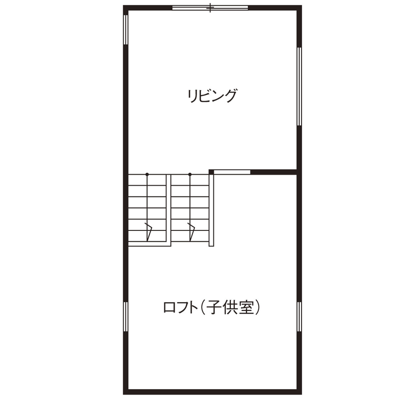 じょぶ 【大阪/2000万円台後半/狭小】スキップフロアで視覚的な広がりを生み出した敷地11坪の家の間取り図（2DK＋L＋床下収納）3階