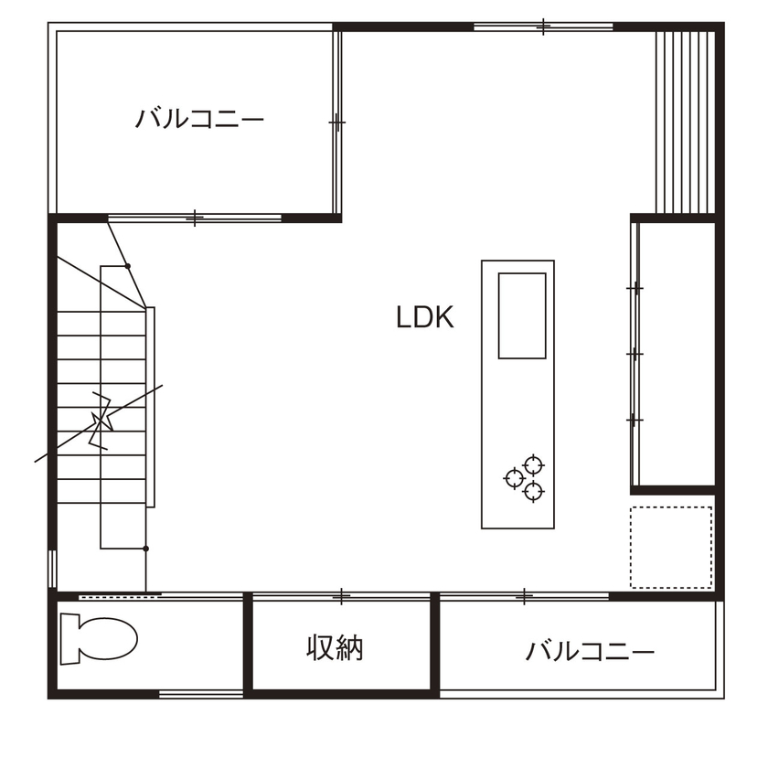 じょぶ 【兵庫/2000万円台後半/狭小/間取り図有】19坪の敷地でも明るく広がりが感じられ、デザインも納得の家をの間取り図（4LDK）2階