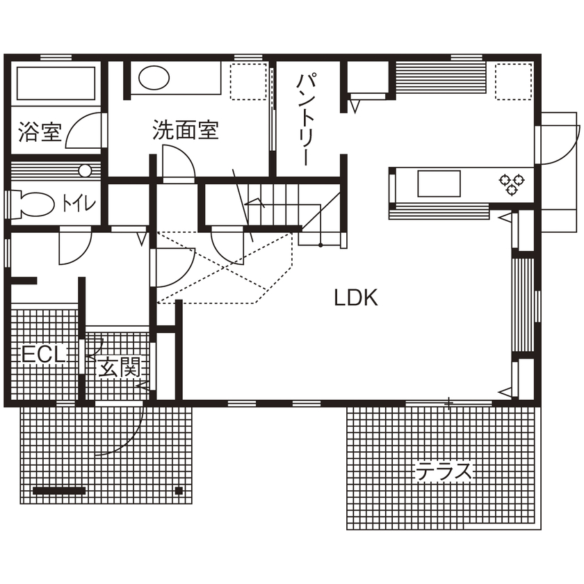 アットナチュレ 【1000万円台/37坪/間取り図/塗り壁_無垢床】インダストリアル×ほどよく可愛い!居心地満点ナチュラルハウスの間取り図（3LDK）1階