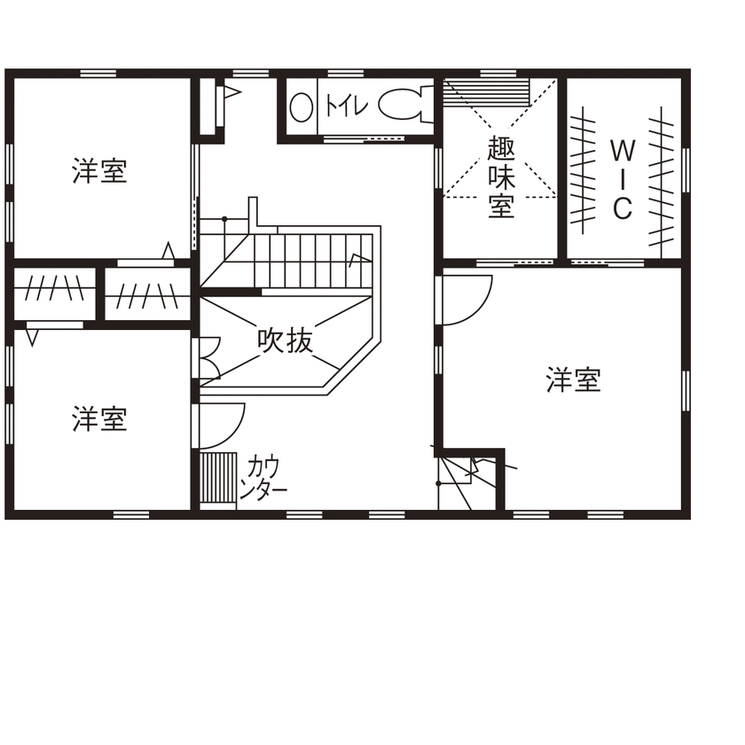 アットナチュレ 【1000万円台/37坪/間取り図/塗り壁_無垢床】インダストリアル×ほどよく可愛い!居心地満点ナチュラルハウスの間取り図（3LDK）2階