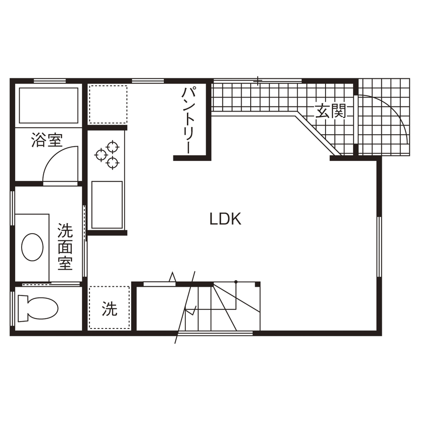 アットナチュレ 【1000万円台/23坪/間取り図/3階建て/屋上】敷地15.5坪!狭小地に叶えたミニマルなきれいめナチュラルハウスの間取り図（3LDK）1階