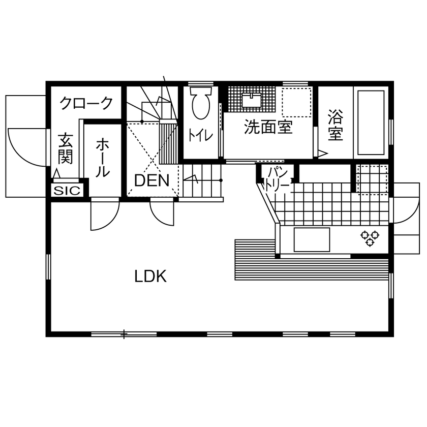 アットナチュレ 【1000万円台/28坪/間取り図/スキップフロア】こだわりのハンドメイドが満載！ブルックリンカフェスタイルの間取り図（3LDK＋ロフト）1階