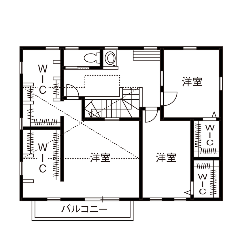 アットナチュレ 【1000万円台/41坪/間取り図/ハンドメイドキッチン/ダウンフロア】雑貨満載でもスッキリ暮らす北欧スタイルの間取り図（3LDK）2階