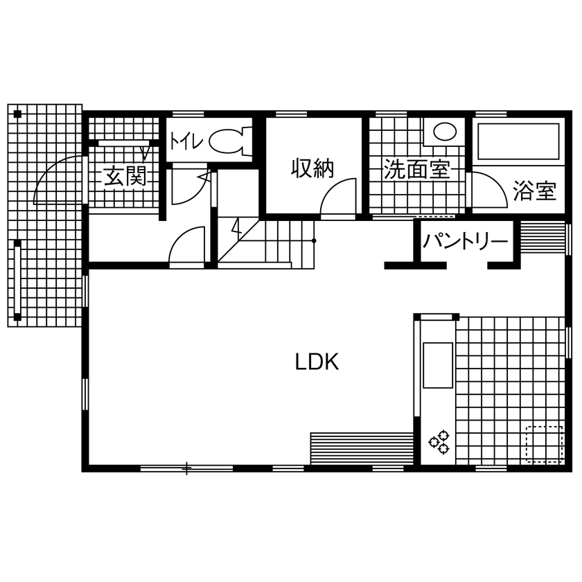 アットナチュレ 【1000万円台/33坪/間取り図/ハンドメイド】無垢床の傷が味わいになる未来まで可愛い正統派ナチュラルな家の間取り図（3LDK）1階