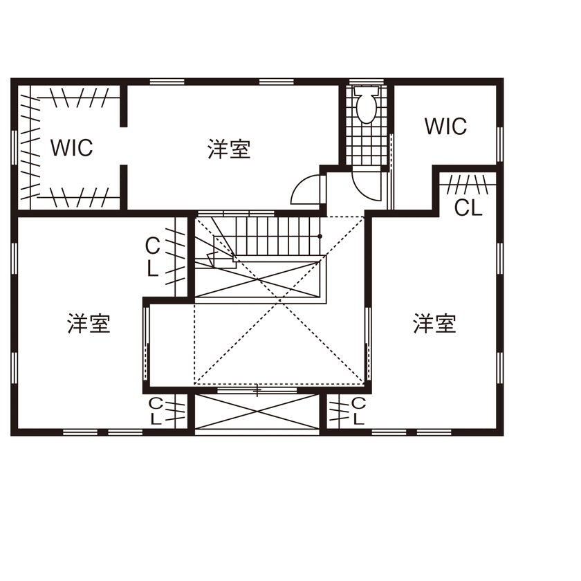 アットナチュレ 【2000万円台/42坪/間取り図/サーファーズ】庭と直結の開放感が気持ちいい!デザインも広さもアメリカンな家の間取り図（3LDK）2階