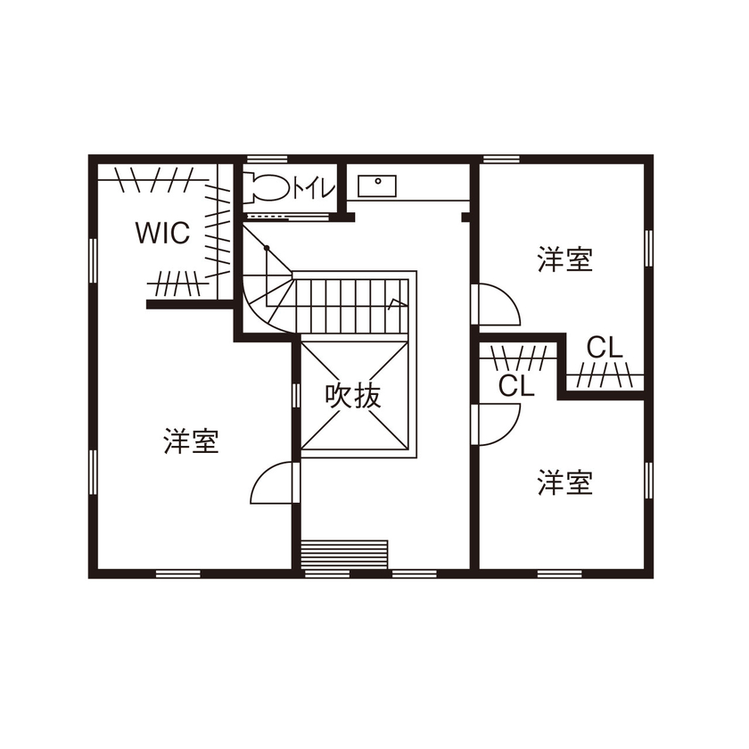 アットナチュレ 【1850万円/33坪/間取り図/造作家具】ベージュがアクセント。レトロでシンプルな大人のナチュラルハウスの間取り図（3LDK）2階