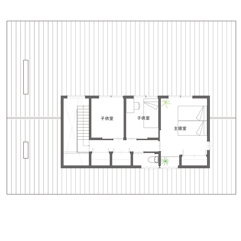 ALTS DESIGN OFFICE（アルツ　デザイン　オフィス） 《滋賀県/間取り図有》室内でありながら外の雰囲気を楽しめ、家族が心からくつろげる「風景を取り込む家」の間取り図（4LDK）2階