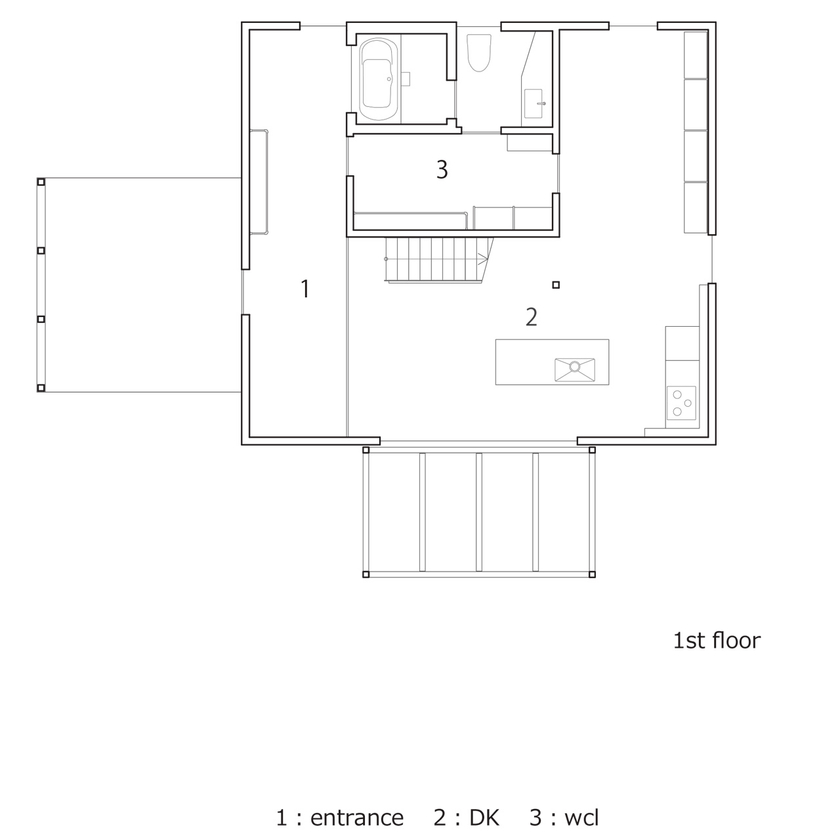 ALTS DESIGN OFFICE（アルツ　デザイン　オフィス） 《湖南市/間取り図有》ハコのような空間使いと無骨さを表現した「倉庫をリノベーションしたような家」の間取り図（4LDK）1階