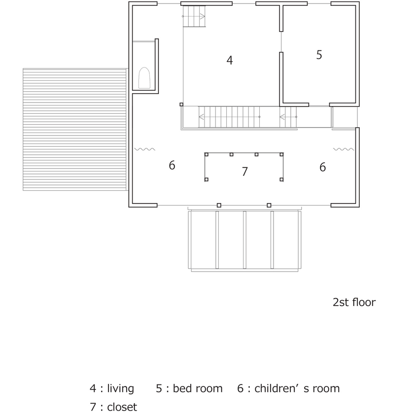 ALTS DESIGN OFFICE（アルツ　デザイン　オフィス） 《湖南市/間取り図有》ハコのような空間使いと無骨さを表現した「倉庫をリノベーションしたような家」の間取り図（4LDK）2階