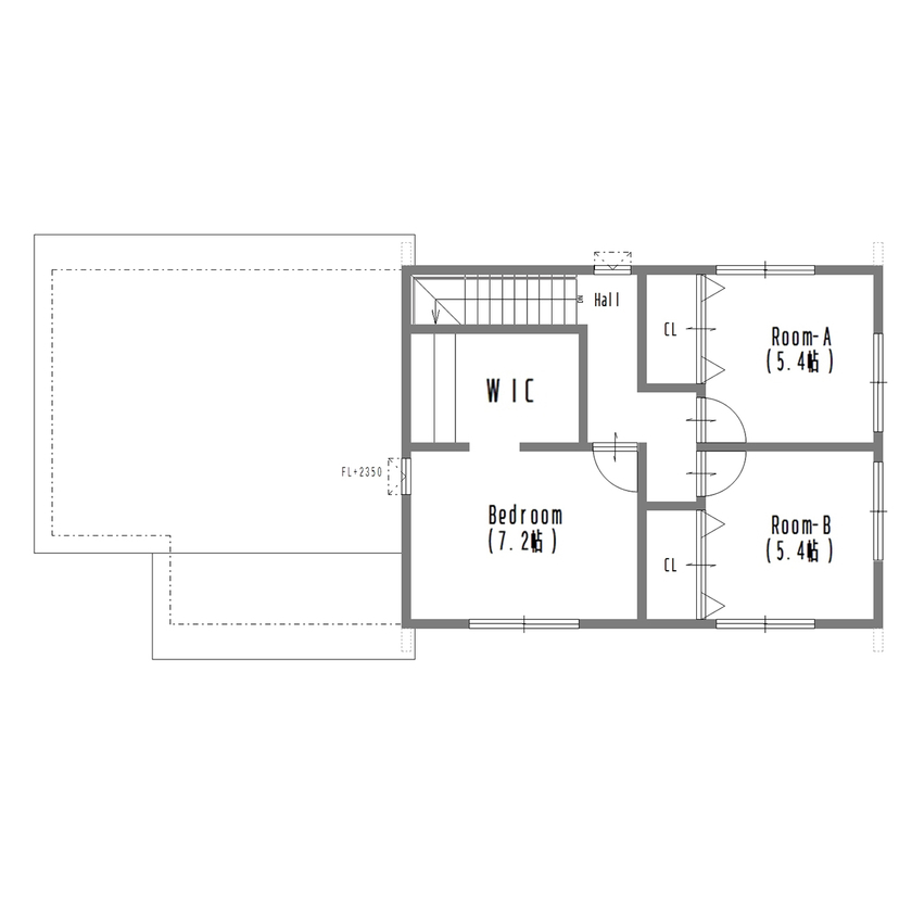 パルコホーム 好きなものに囲まれて暮らす…奥行きのあるLDKからガレージを眺められる家の間取り図（3LDK+ガレージ）2階