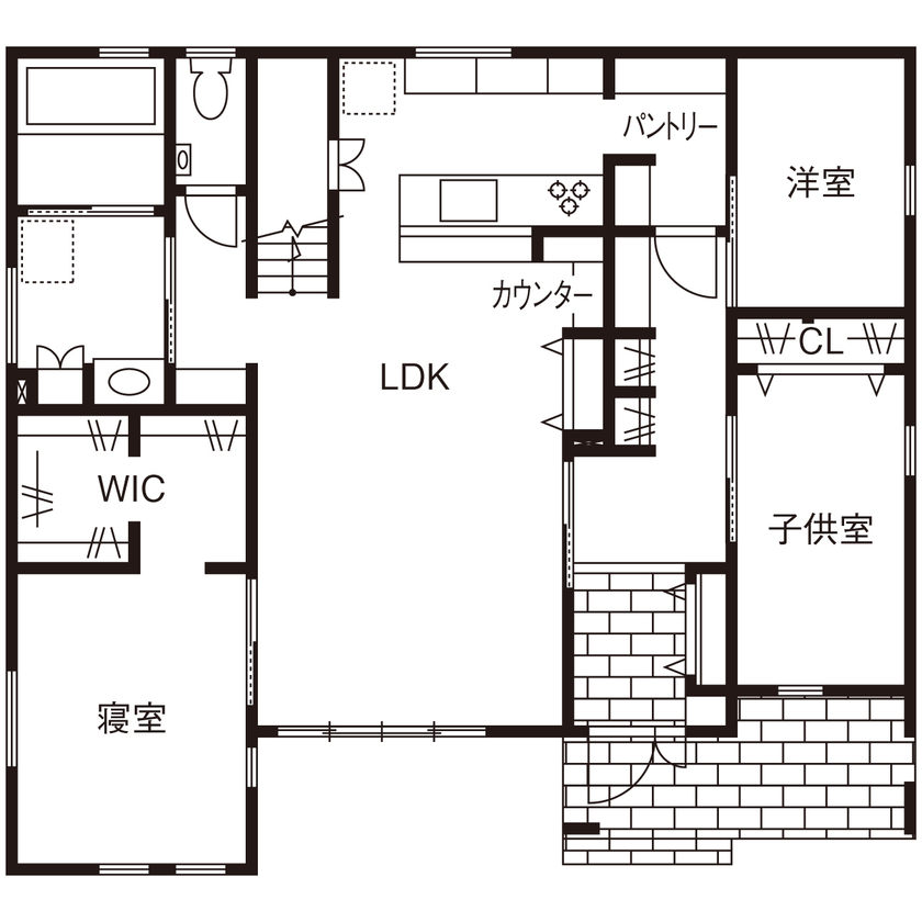 パルコホーム 【間取り図有/2000万円台前半】1階で生活が完結する平屋ベースの5LDK。子育て＆家事ラクの工夫満載の間取り図（5K以上）1階