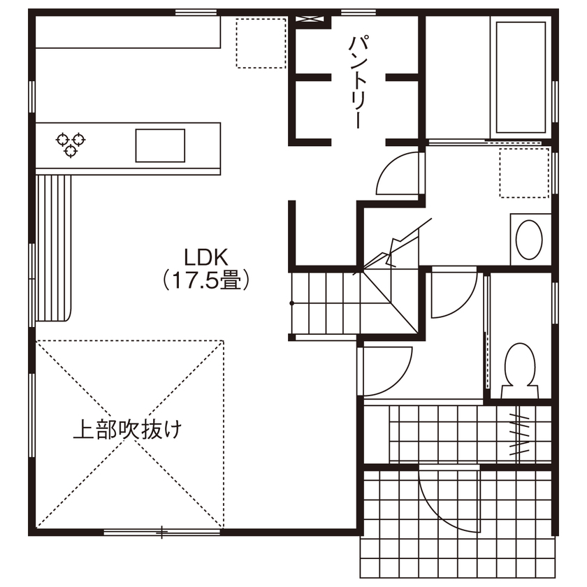パルコホーム 【1000万円台後半/間取り図有】キッチン設備や収納を充実！おしゃれな規格住宅を好みにカスタマイズの間取り図（3LDK）1階