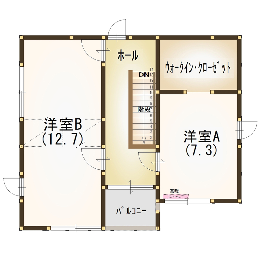 パルコホーム インダストリアルテイストの遊び心あふれる空間の間取り図（3LDK）2階