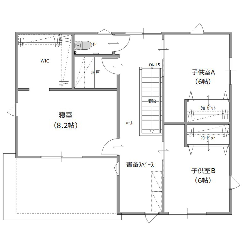 パルコホーム 共働き夫婦にうれしいこだわりの「家事動線」で快適！団らんが弾む開放的なリビングが自慢の家の間取り図（4LDK）2階