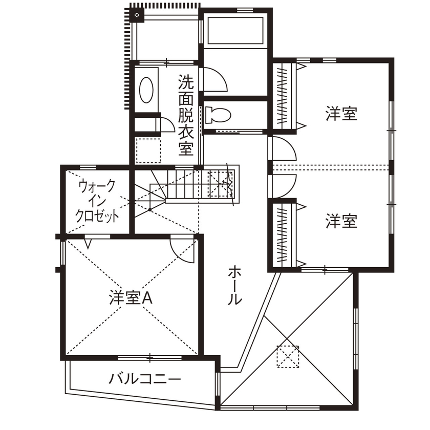 新進建設 【2500万円】趣味を楽しむ間取り。無垢材をたっぷり取り入れた和モダンの注文住宅／家の間取り図ありの間取り図（4LDK）2階