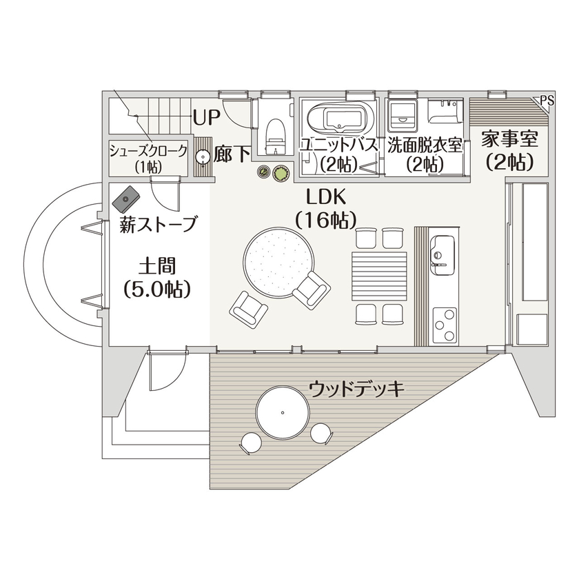 新進建設 【2720万円/30坪/ZEH/間取り図】光熱費に家族全員がビックリ！高気密・高断熱特化の超高性能の家の間取り図（1LDK＋フリースペース）１階