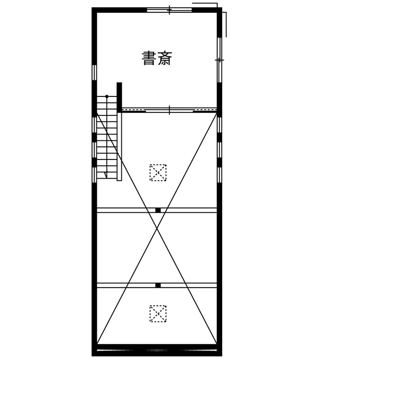 新進建設 【3500万円／延床35.2坪／間取り図あり】土地探しから対応。自然豊かな高台のロケーションに建つ平屋風の家の間取り図（2LDK＋書斎）２階