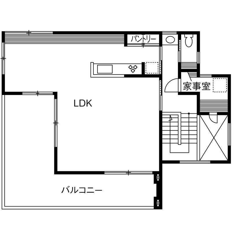 新進建設 【神奈川県／5500万円／46.4坪／間取り図あり】美しい眺望を主役に。自然豊かなロケーションを活かすプランの間取り図（3SLDK）2階