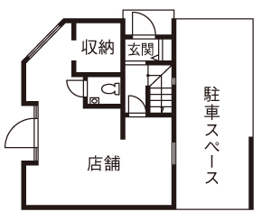 エフイーホーム 【大阪×狭小地】敷地20坪の狭小地でも重量鉄骨で寛ぎの広々フロアを　店舗併用住宅も思い通りに！｜間取りの間取り図null1階