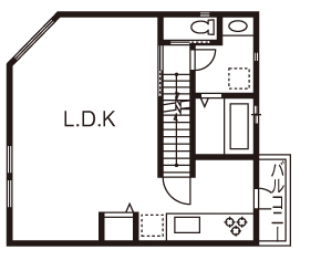 エフイーホーム 【大阪×狭小地】敷地20坪の狭小地でも重量鉄骨で寛ぎの広々フロアを　店舗併用住宅も思い通りに！｜間取りの間取り図null２階