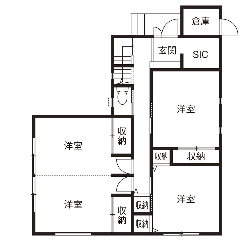 エフイーホーム 【大阪/2000万円台/3階建て/間取り図】重量鉄骨で叶えるオーバーハングのオシャレな家の間取り図（4LDK）1階