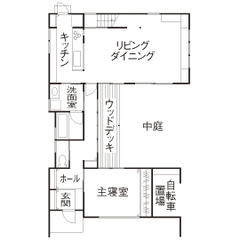 チェックハウス 【2000万円台/間取り図有】開放感たっぷりのＬＤＫはまるで南国リゾート。平屋に見える二階建ての間取り図null１階