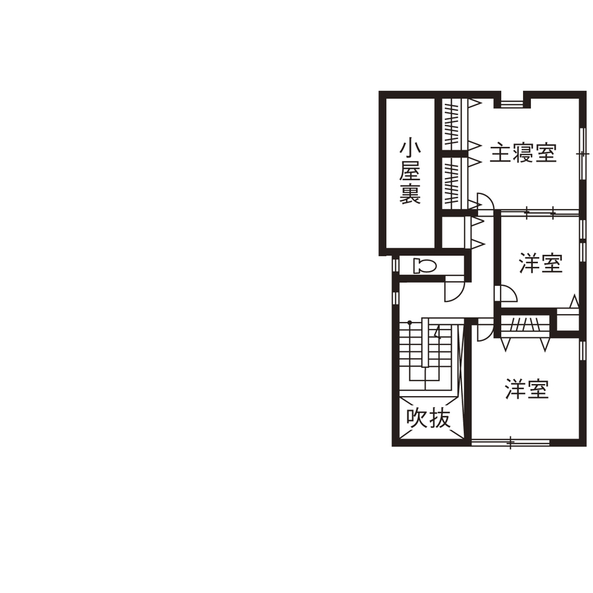 チェックハウス 【平屋×２階建て/店舗併用/4LDK】カフェのような動物病院「家で火を見ながらワインを飲む時間が幸せです」の間取り図（4LDK＋動物病院）２階
