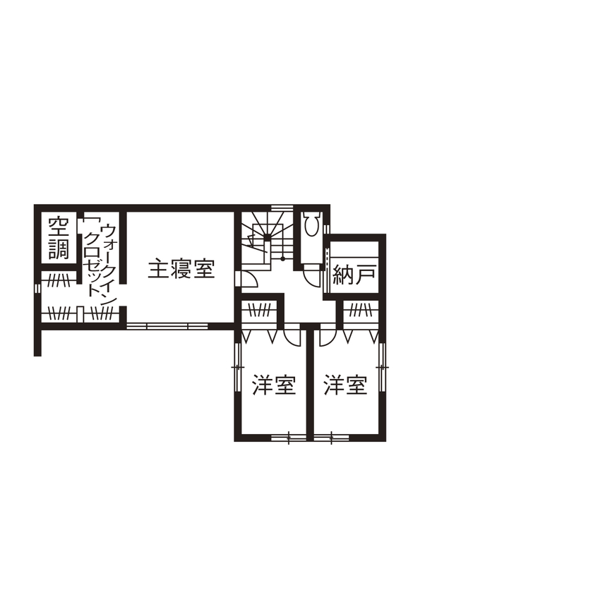 チェックハウス 【インナーガレージ/3LDK/間取り有】本物志向の夫妻が建てた素材を活かしたシンプルモダンなガレージハウスの間取り図（3LDK）２階