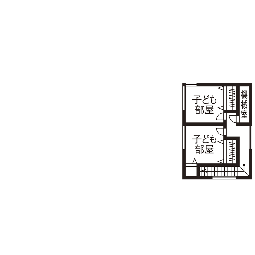 チェックハウス 【3000万円台/3LDK/半平屋/中庭/間取り図有】全館空調のホテルライクな家でカーテン不要の開放的な暮らしの間取り図（3LDK）２階