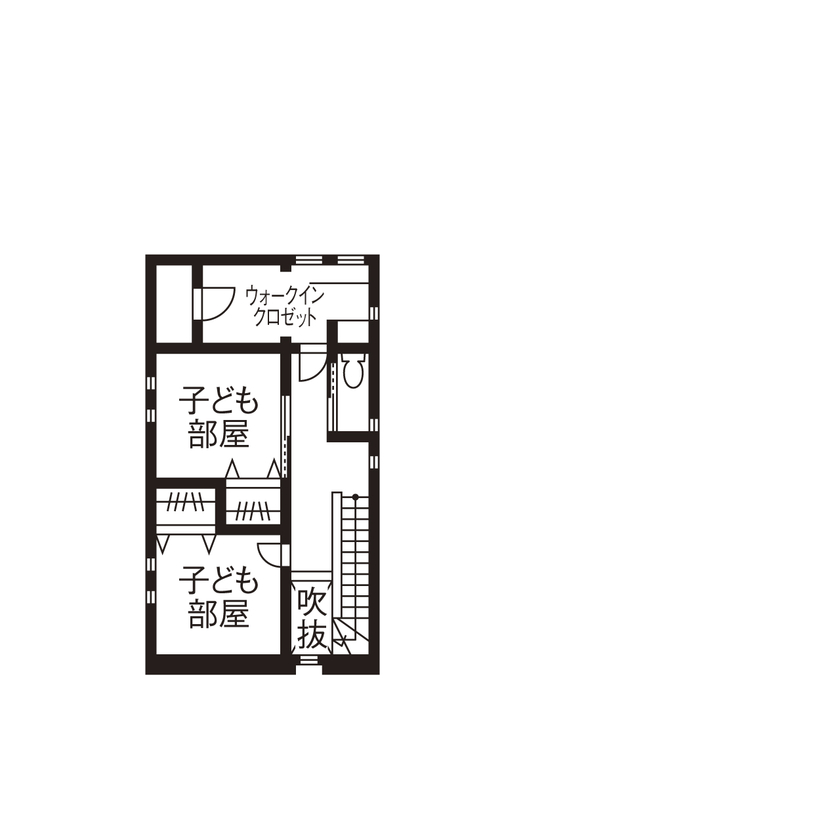 チェックハウス 【インナーガレージ/3LDK/全館空調/間取り】平屋のように暮らせるホテルライク＆グレイッシュなモダン邸宅の間取り図（3LDK）２階
