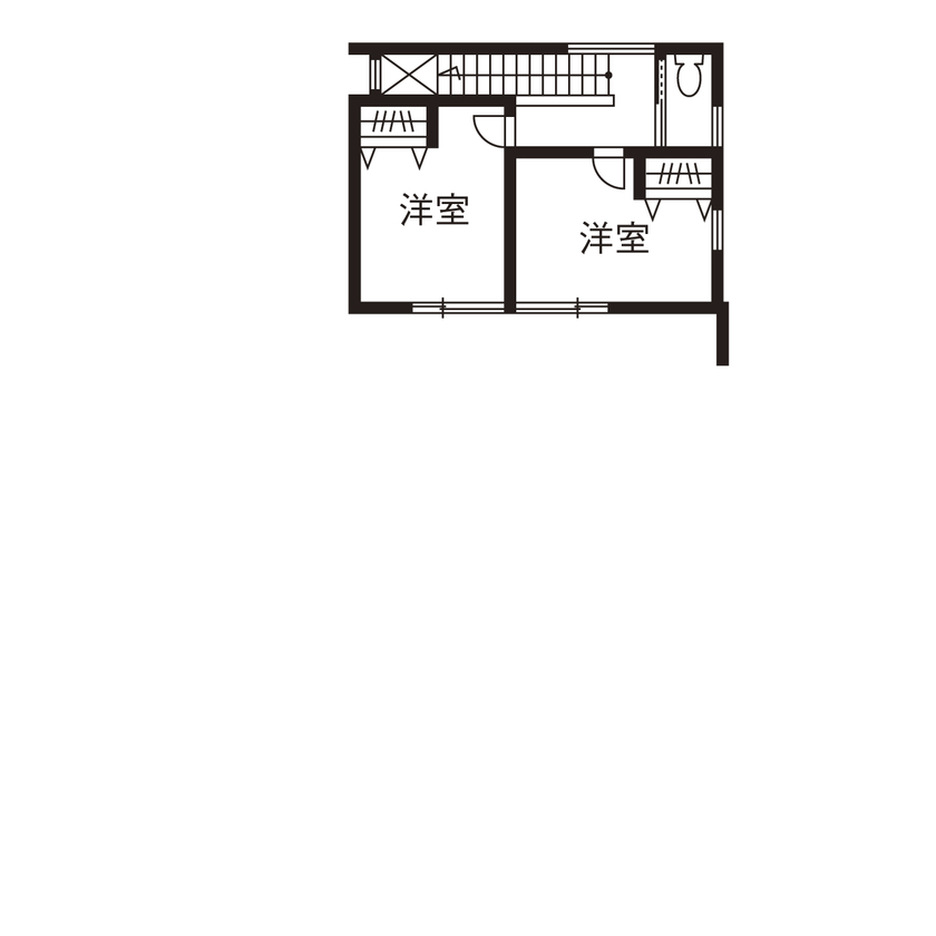 チェックハウス 【30坪台/3LDK/中庭/間取り図有】緑の美しさに心奪われる。グレーの濃淡と素材感で魅せるホテルライクな家の間取り図（3LDK）２階