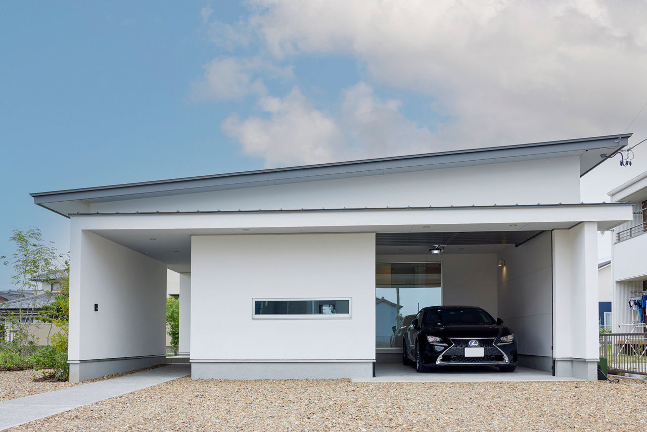 チェックハウス 【平屋/ガレージハウス/40坪台】開放的でのどかな景色に癒される。インナーガレージのある生活感のない平屋の建築実例画像4