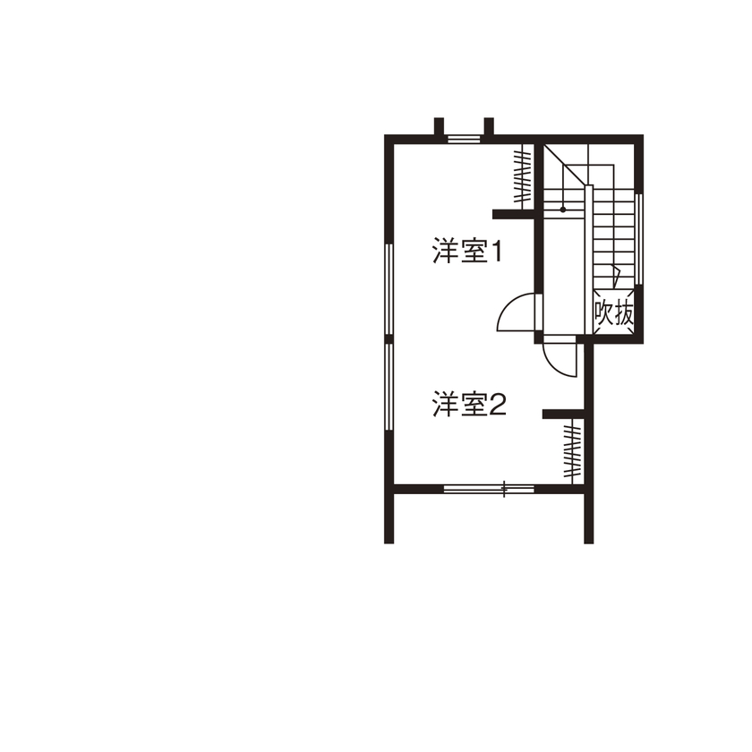 チェックハウス 【2000万円台/30坪台/3LDK/変形地/間取り】変形地でコストダウン。平屋のように暮らす家事ラク子育てハウスの間取り図（3LDK）２階