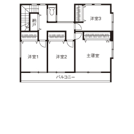 チェックハウス 【2000万円台/間取り図有】住宅密集地でもこの開放感！公園がわりの中庭では毎週ＢＢＱも楽しんで。の間取り図（4LDK）２階