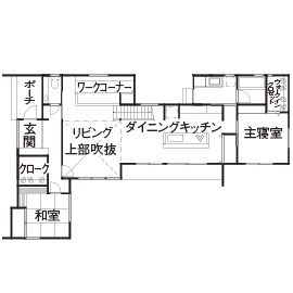 チェックハウス 【2000万円台/自然素材/ナチュラルモダン】かっこいい外観、開放感いっぱいの吹き抜けリビングが気持ちいいの間取り図（4LDK）１階
