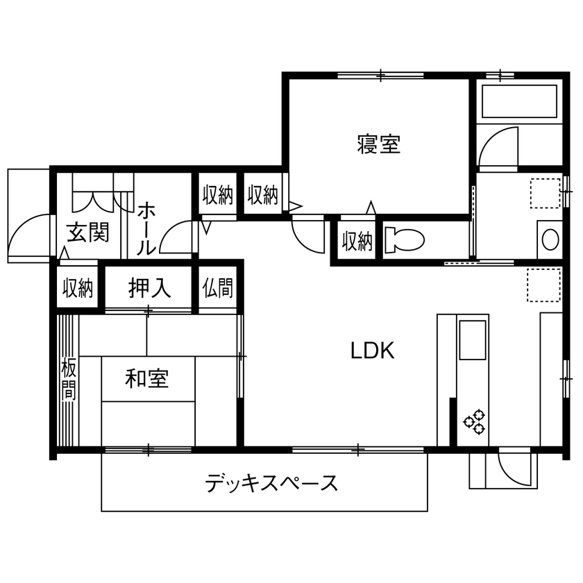 Liber（リベル） 【間取り図×ローコスト×平屋×1000万円台×建て替え】人生100年時代を快適に。60代夫婦が建てた工夫満載の家の間取り図（2LDK）1階
