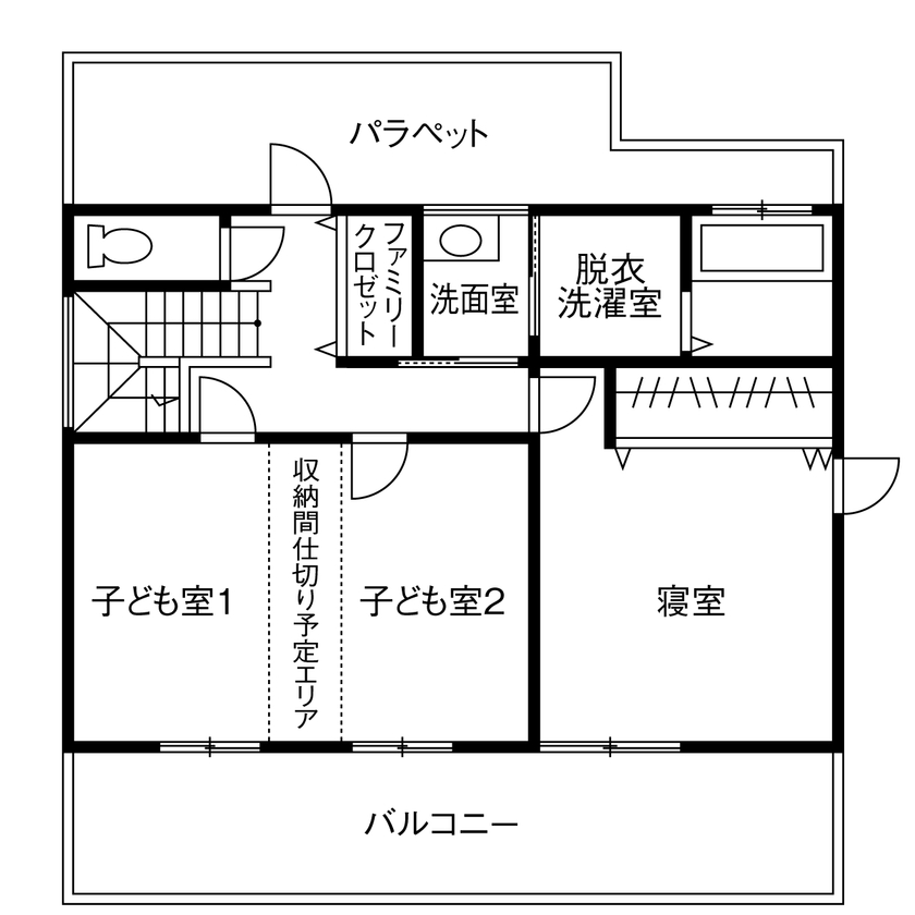Liber（リベル） 【愛知県×2000万円台×収納充実×ロフト】子育て家族も安心。将来の増室に備え空間をフル活用した建築家住宅の間取り図（4LDK）2階