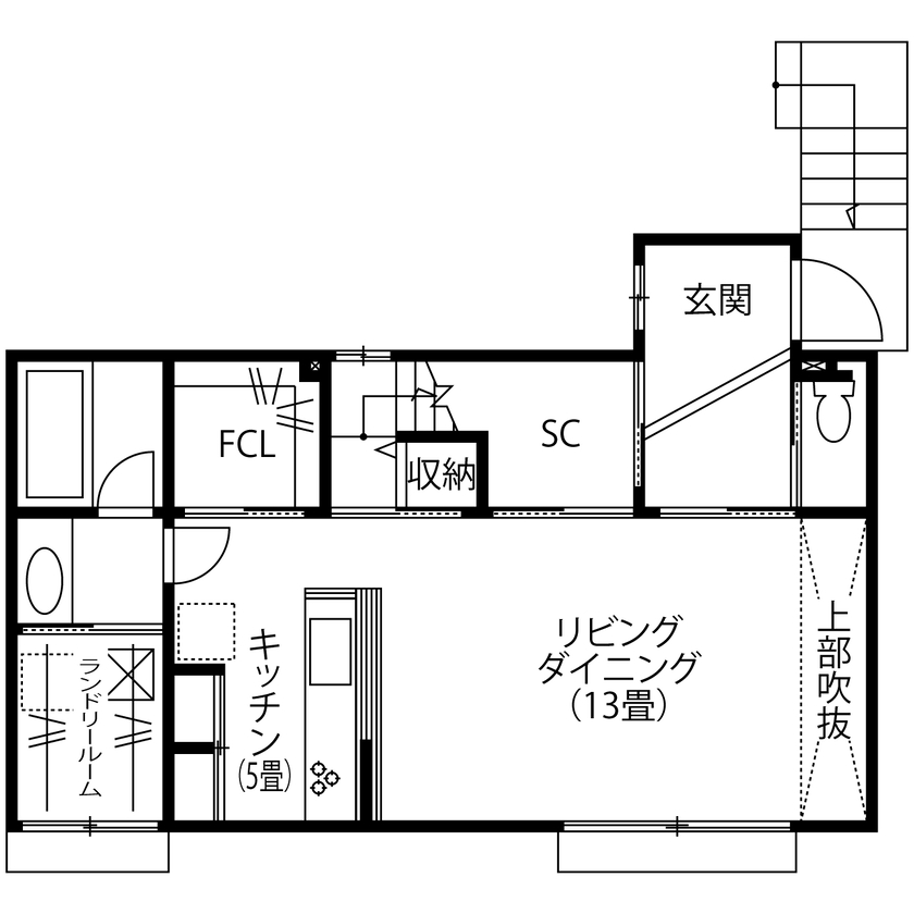 Liber（リベル） 【岡崎市×ホテルライク×家事動線×間取り図あり】質感は高く、ムダはおさえる…予算管理のお手本ハウスの間取り図（4LDK）1階