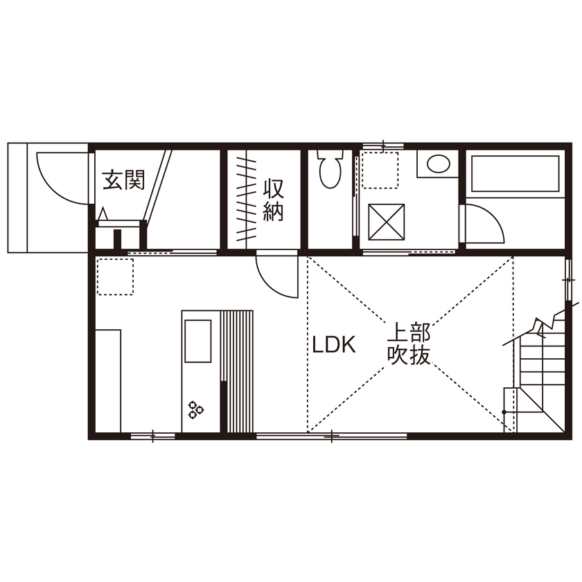 Liber（リベル） 【豊田市×ローコスト×1000万円台×平屋×間取り図】親身な対応で叶えられた、スマートな平屋ライフの間取り図（1LDK）1階