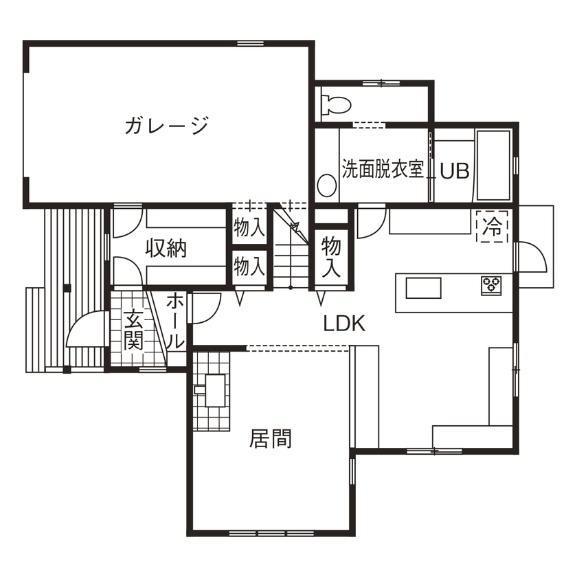 ニットーホーム 海を感じて暮らす、サーファーズガレージのある輸入住宅【ノースカントリースタイル】の間取り図null