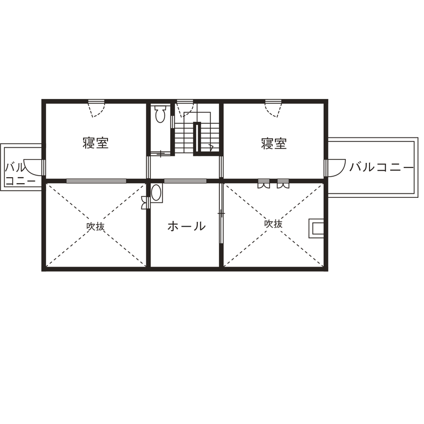 ニットーホーム 豊かな自然の中に佇む白い塗り壁の三角屋根の家。憧れの海外の田舎暮らしを実現の間取り図（3LDK）2階