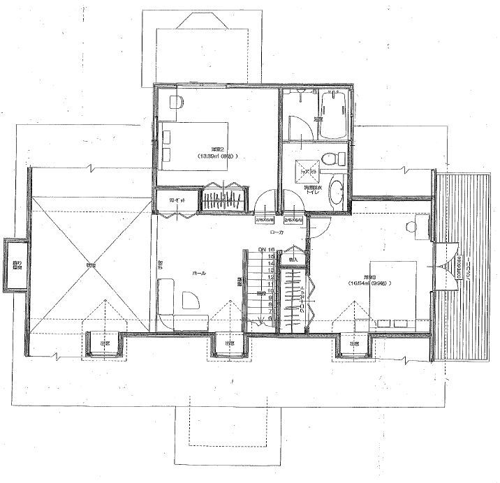 ニットーホーム グランドピアノのあるゆったりとした輸入住宅。大きな煙突のあるノースカントリーの間取り図null2階