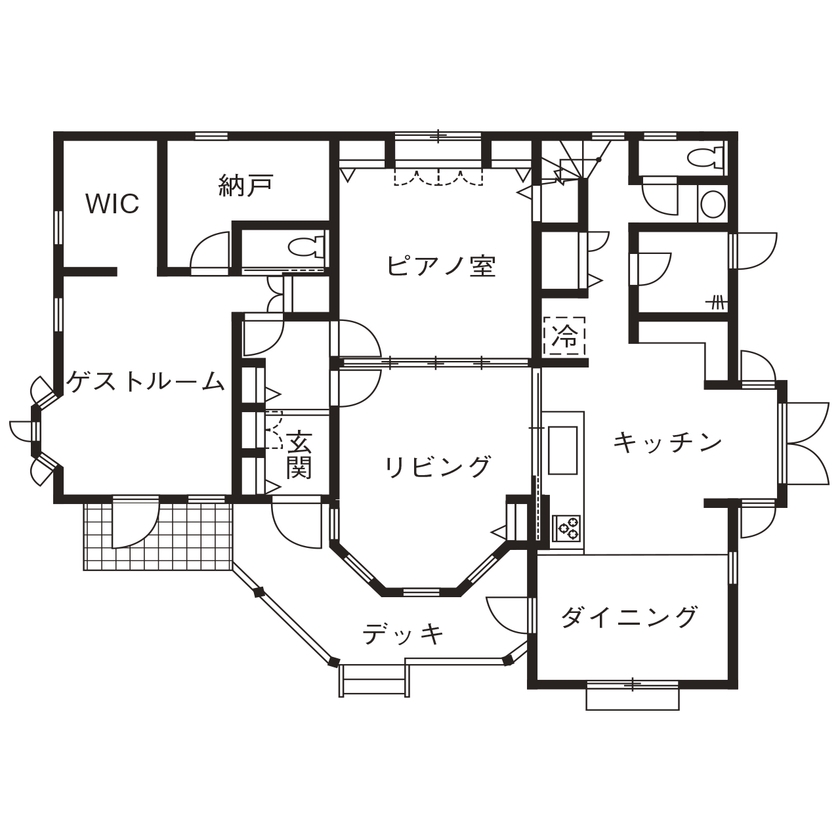 ニットーホーム 優美な空間にお気に入りのクロスやカーテンをコディネート。豊かな時間を奏でるクイーン・アンの家の間取り図（4LDK）1階
