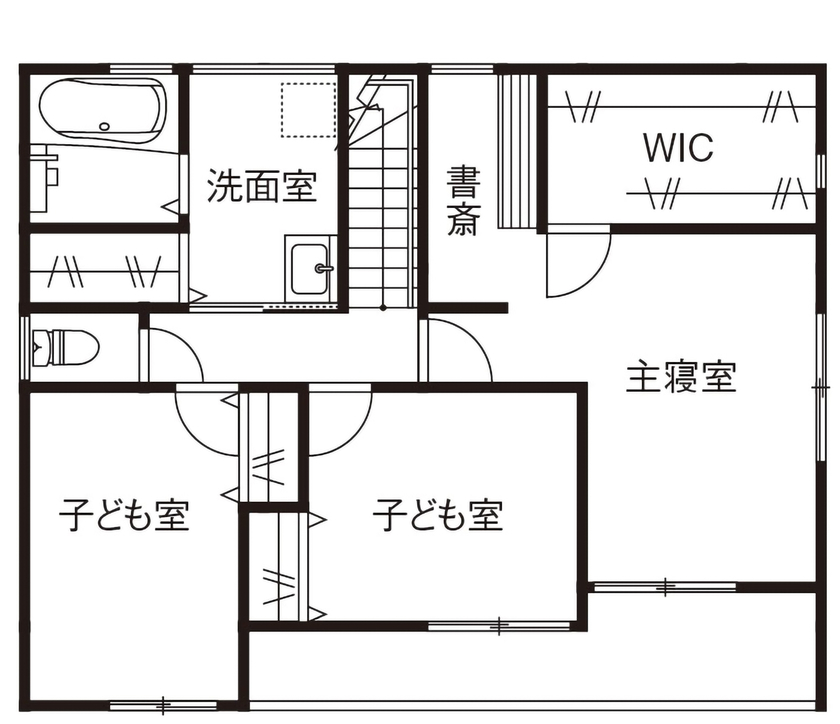 鈴木建設 【町田市/34坪台/2000万円台】無垢材や漆喰、造作家具が映える、北欧スタイルの住空間の間取り図（4LDK）2階