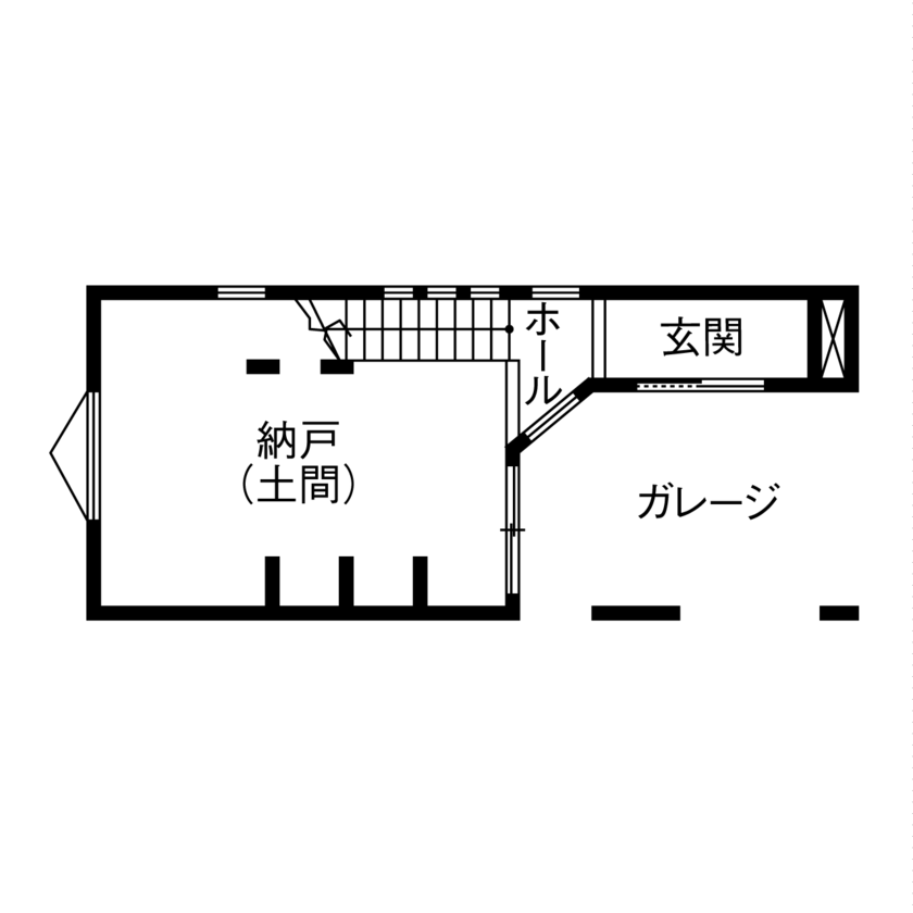 フォーライフ 【2000万円台/間取図有/吹き抜け/狭小住宅/ビルドインガレージ】約20坪を活かしきった3階建て注文住宅の間取り図（2LDK）1階