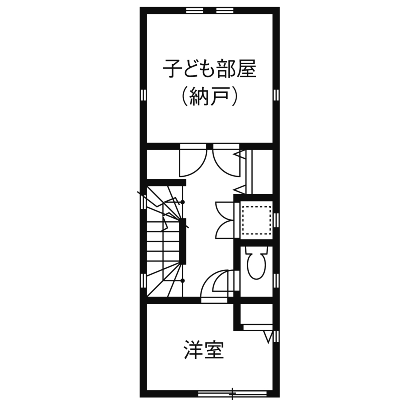 フォーライフ 【1500万円~1999万円/狭小住宅/３階建て/間取図有】約13坪の敷地に、家族５人が快適に暮らせる住空間を実現の間取り図（2LDK＋納戸）２階