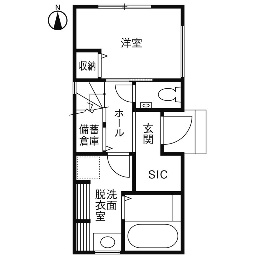 フォーライフ 【2500万円～2599万円／狭小3階建て／間取図有】陽当たりの良い角地のメリットを最大限に活かした住まいの間取り図（3LDK）１階