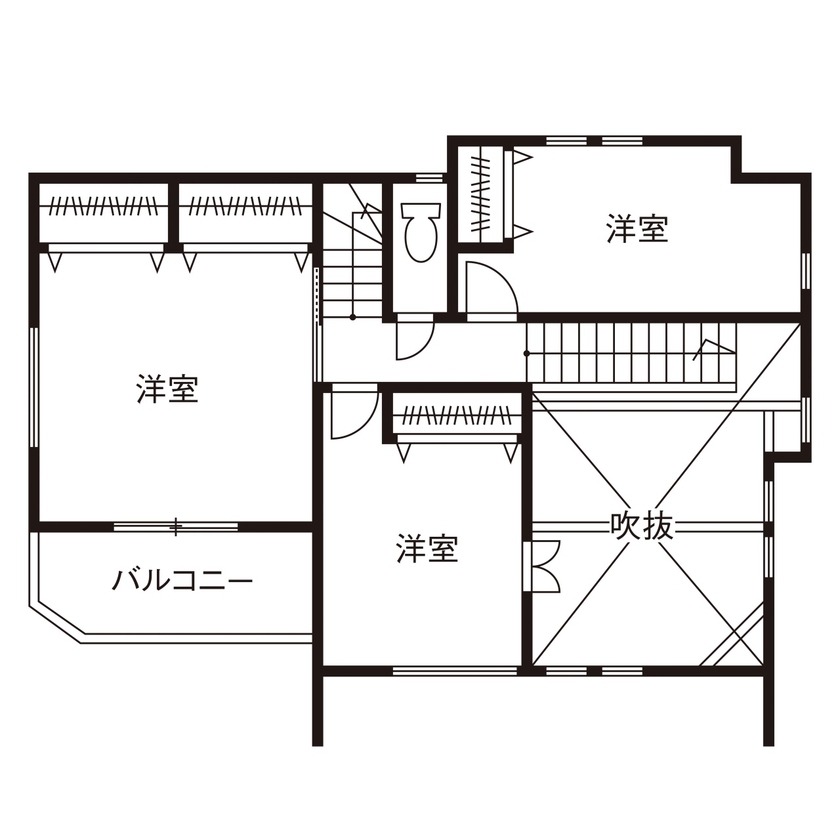 ソーラースマートグリッドホーム　三陽工務店 【HEAT20/変形地/カビ抑制工法/間取り有】カビゼミでの学びが依頼のきっかけ。梅雨も快適な暮らしを実現の間取り図（3LDK）2階