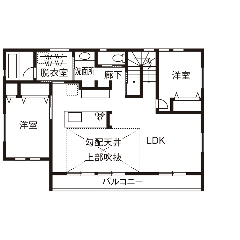 ソーラースマートグリッドホーム　三陽工務店 【HEAT20/二世帯/家事ラク/間取り図有】性能とコスパの高さが決め手。「明るく暖かい」二世帯住宅の間取り図（2LDK＋2LDK）2階