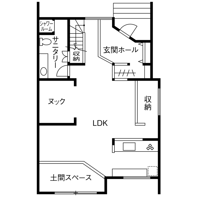 HOLIDAYS（ホリデイズ）  【1000万円台/30坪台/3LDK/間取り図】おこもり感のあるくつろぎスペース『ヌック』の居心地も最高です！の間取り図（3LDK）1階